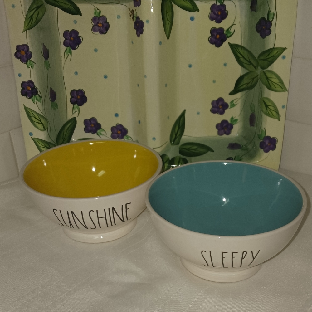 Rae Dunn Two Bowls (Sleepy) and (Sunshine)